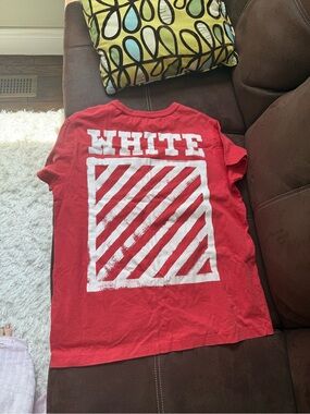 OVERSIZED Off-White Red Short Sleeve Tee with White Graphic